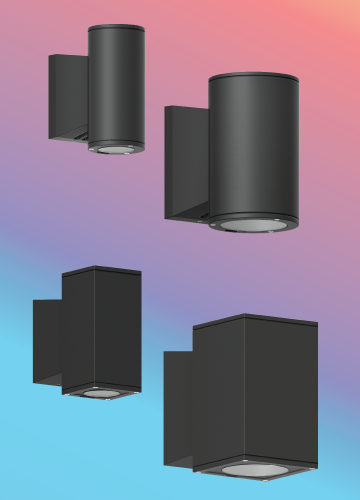 Click to view Ligman Lighting's Jet cylindrical and square wall down light LED (model UJE-30XXX).